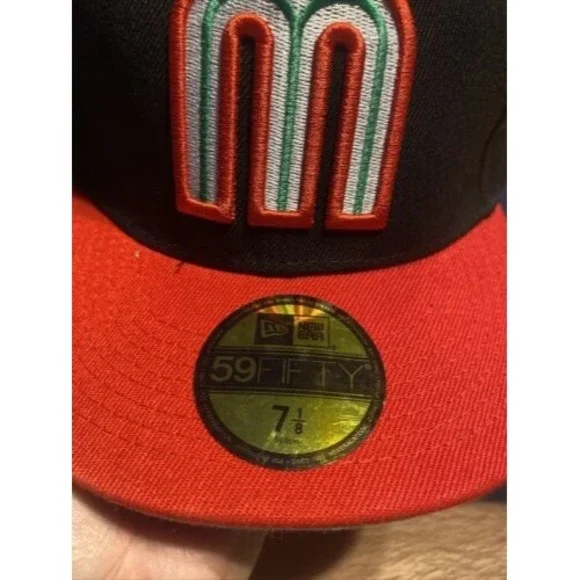 Men's Cap Mexico World Baseball Classic Black Red Snapback Hat WBC Read 7 1/8